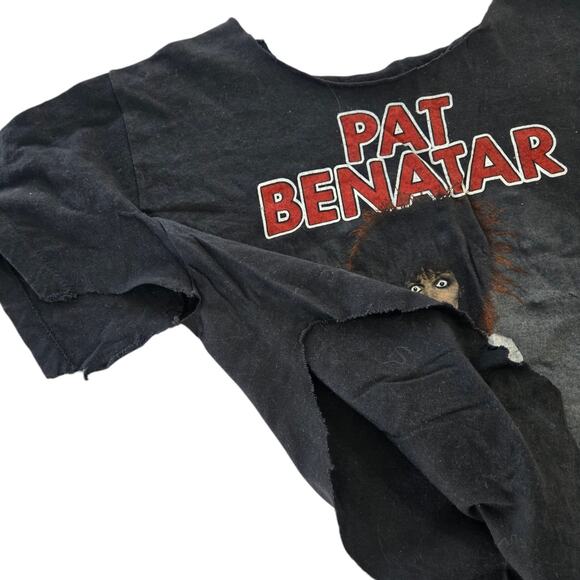 Vintage Pat Benatar Get Nervous Tour Shirt 1982-83 Black 2 Sided *CUT UP SCRAP - Picture 6 of 9